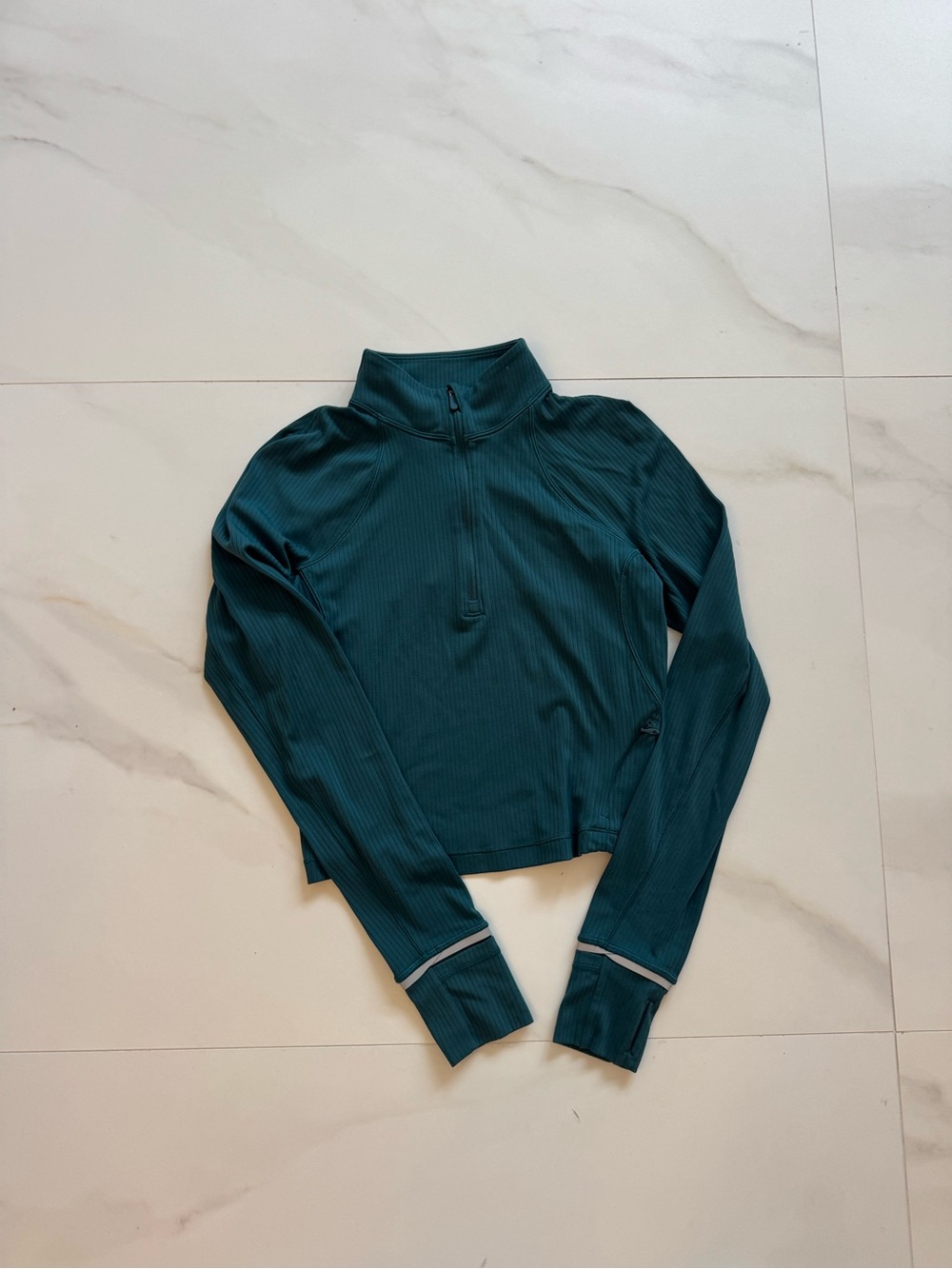 lululemon athletica Teal Ribbed Quarter-Zip Long Sleeve Top